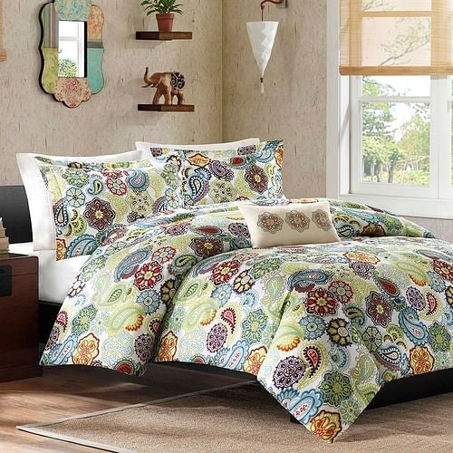 King Size Multi Color Paisley 4 Piece Bed Bag Comforter Set