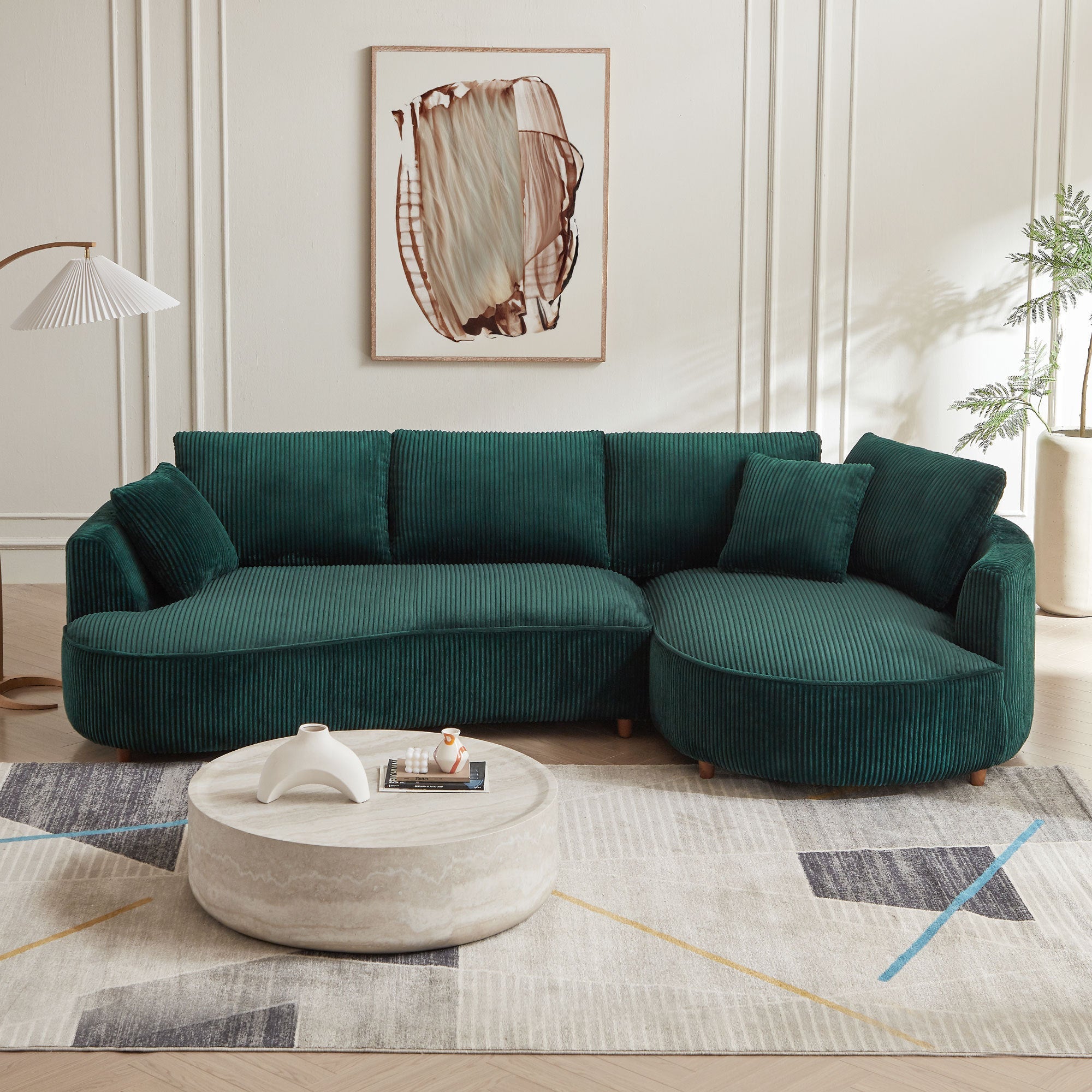 The Savoy Green Corduroy Sectional Sofa