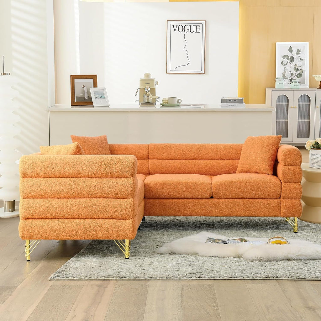 The Regal Luxe Orange Corner Modern Living Room Sofa
