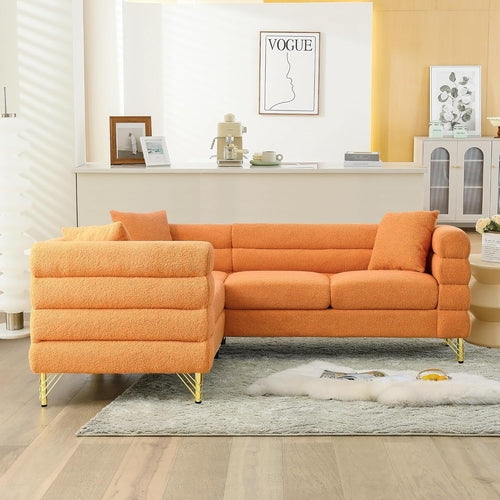 The Regal Luxe Orange Corner Modern Living Room Sofa