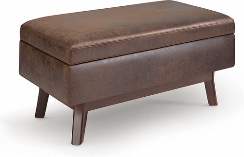 The Stella Mid Century Modern Storage Ottoman in Chestnut Brown