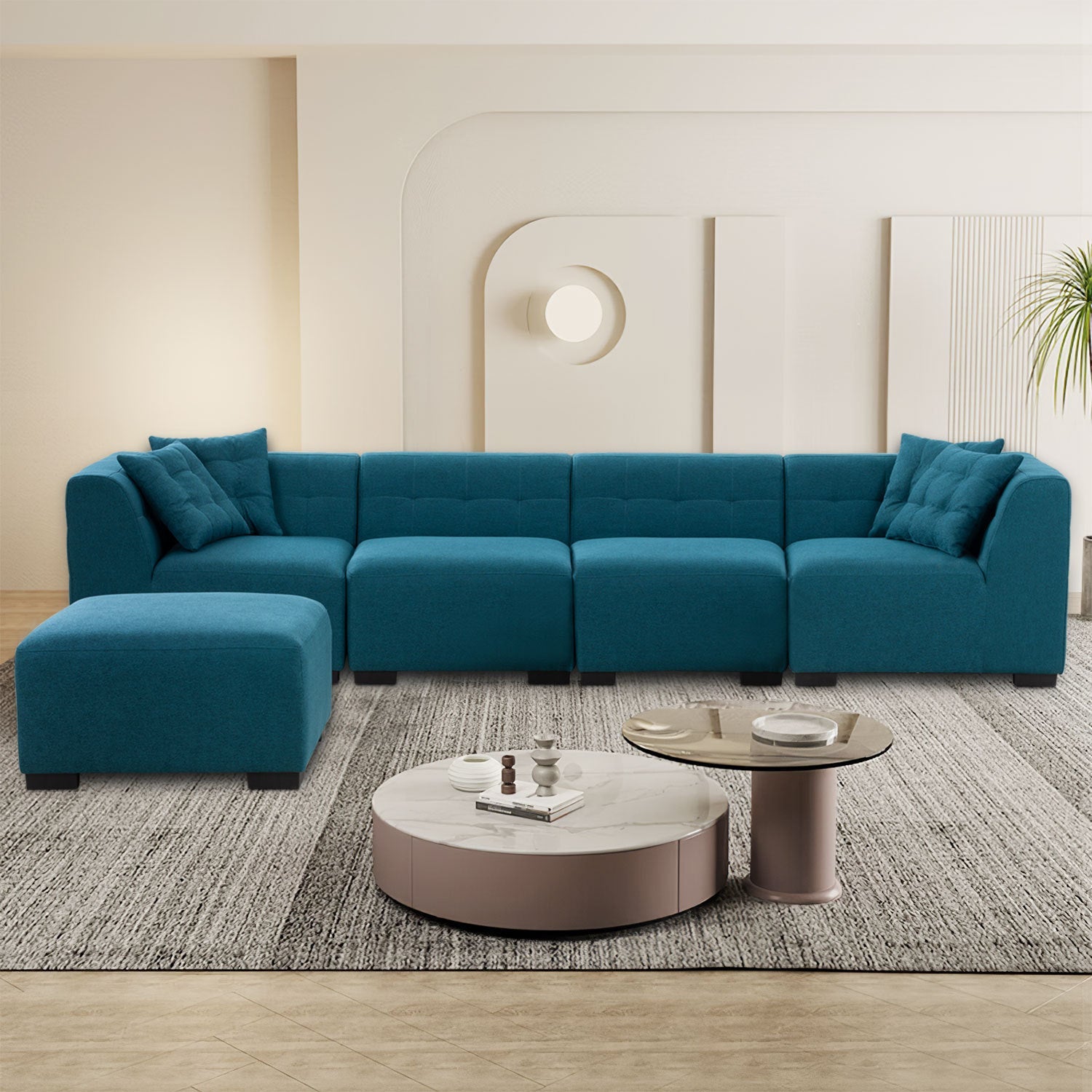 The Windsor Luxury Sectional Sofa with Removable Ottoman Green