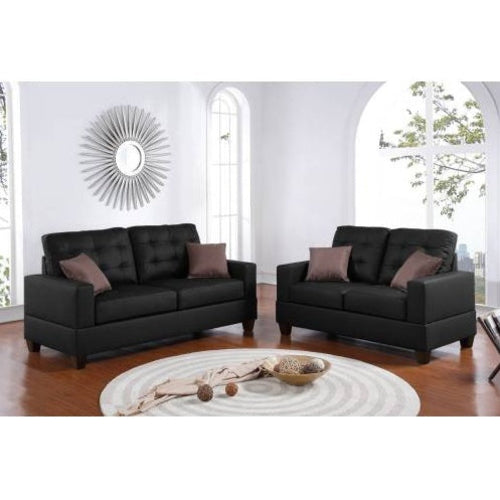 The Voe 2‑Piece Faux Leather Sofa Set with Pillows