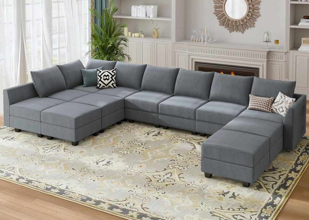 The Luno Grey Convertible Sectional Sofa with storage