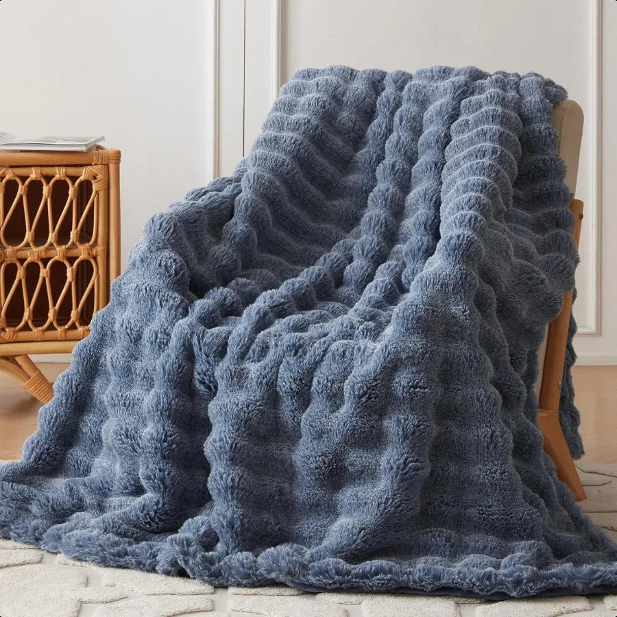 Faux Fur Throw Blanket for Couch