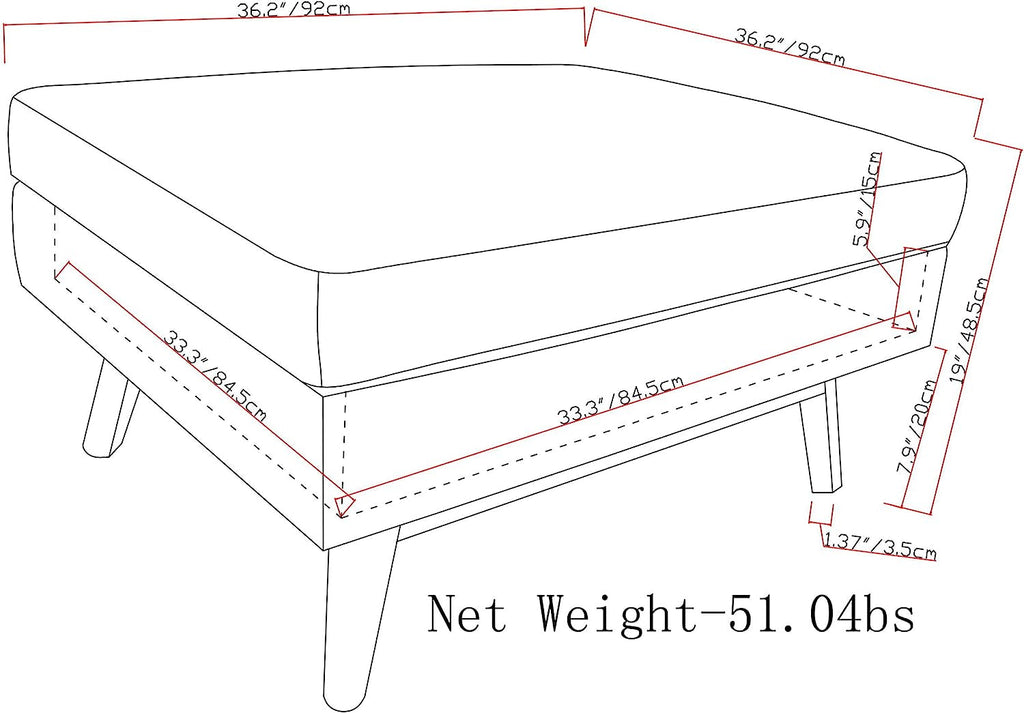 Mid Century Modern Blue Velvet Coffee Table