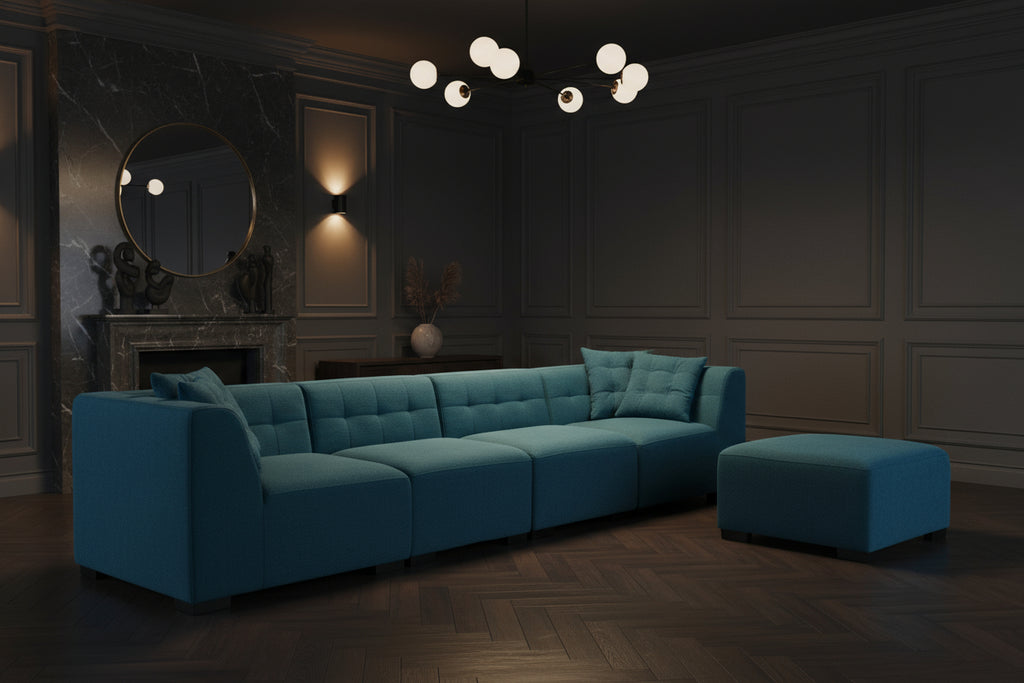 The Windsor Luxury Sectional Sofa with Removable Ottoman Green