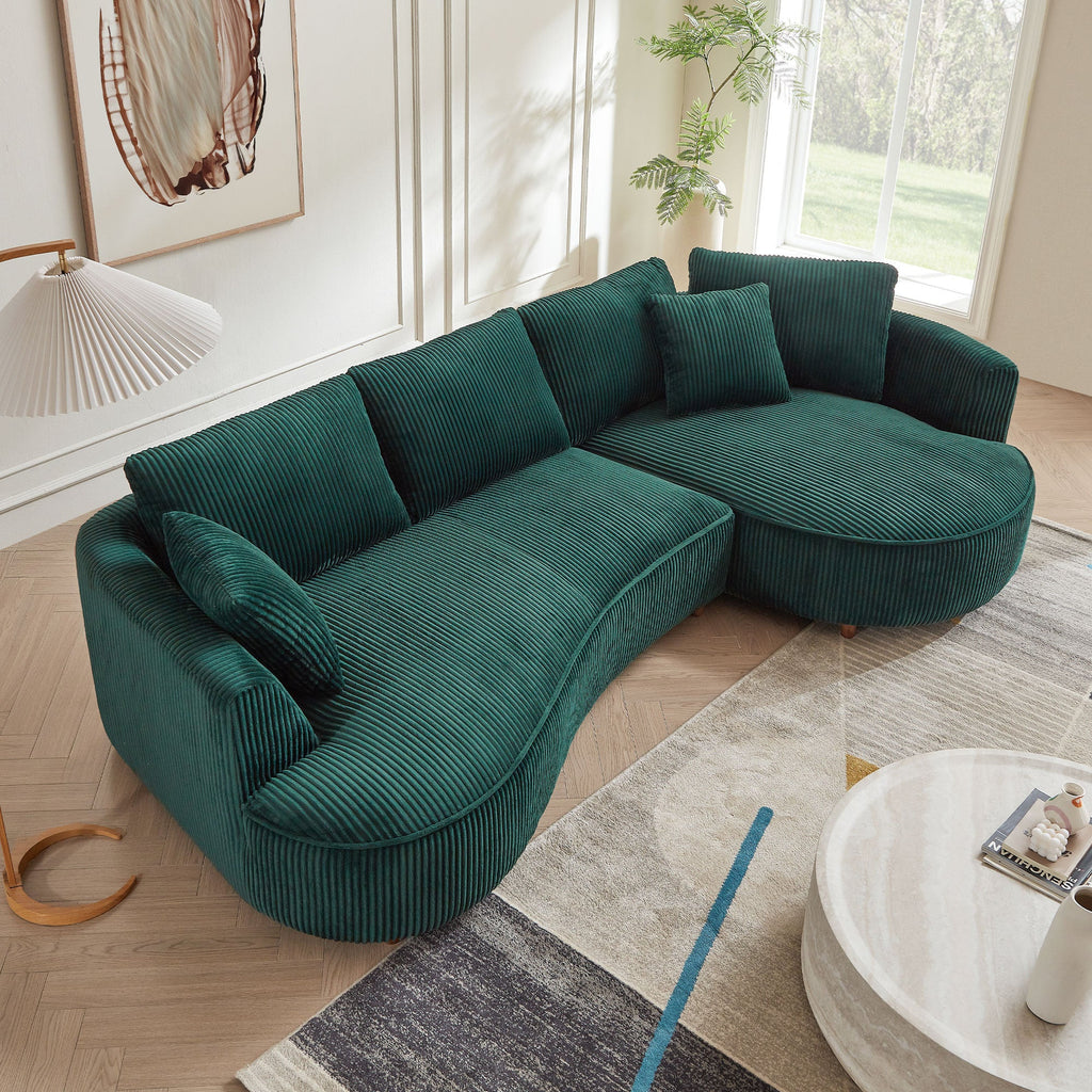 The Savoy Green Corduroy Sectional Sofa