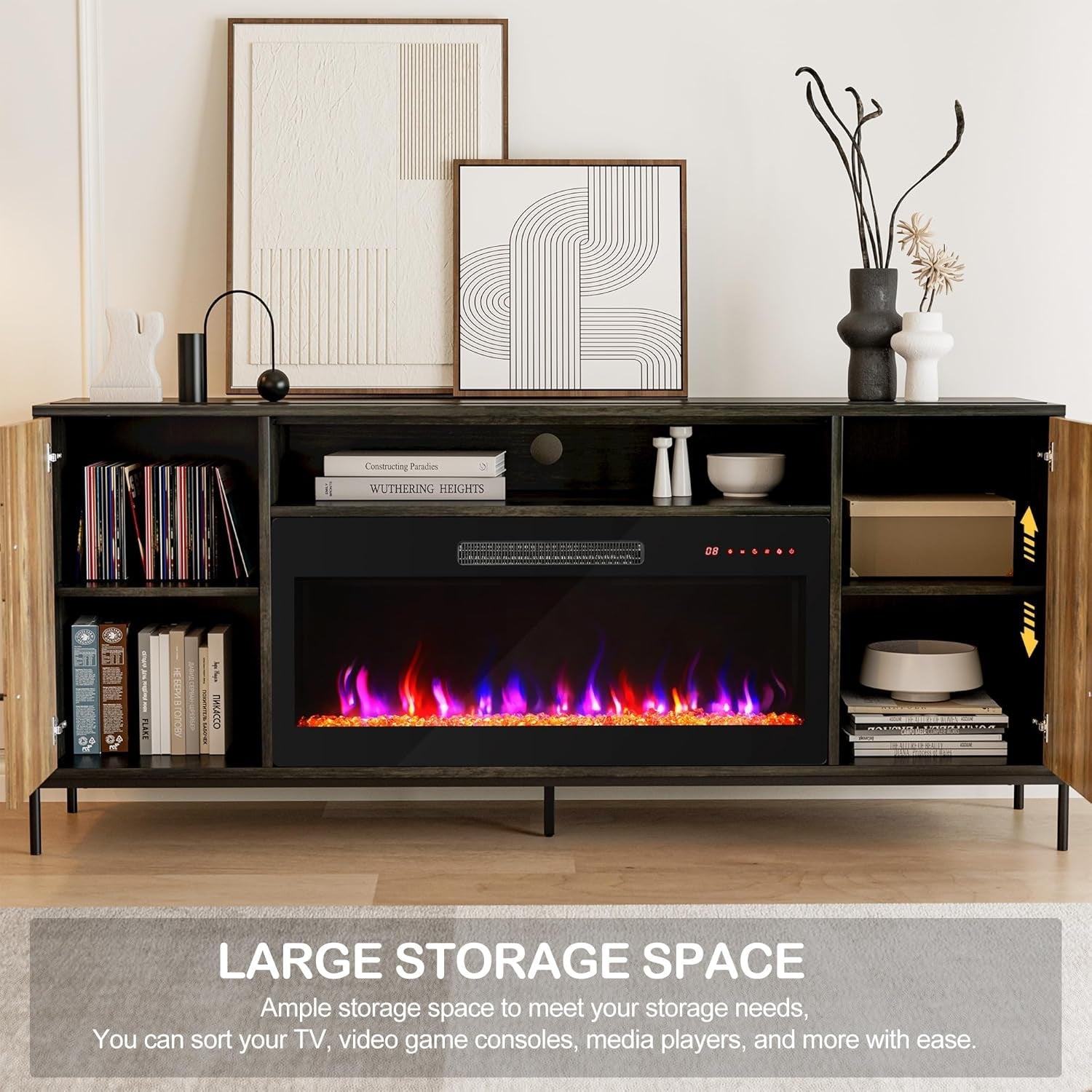 The Roe Electric Fireplace Heater/Entertainment Center